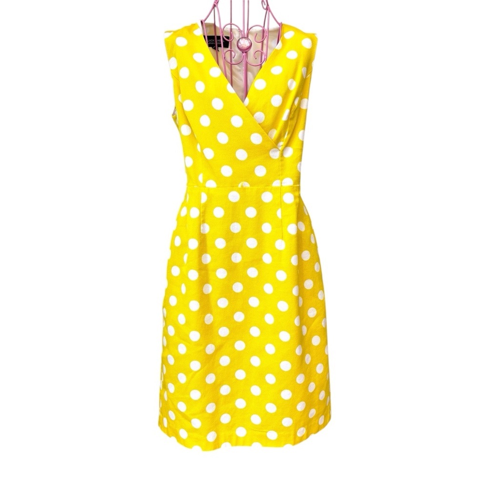Black Label By Evan Picone Yellow Polka Dot Dress Women’s 6 Coquette Fairycore